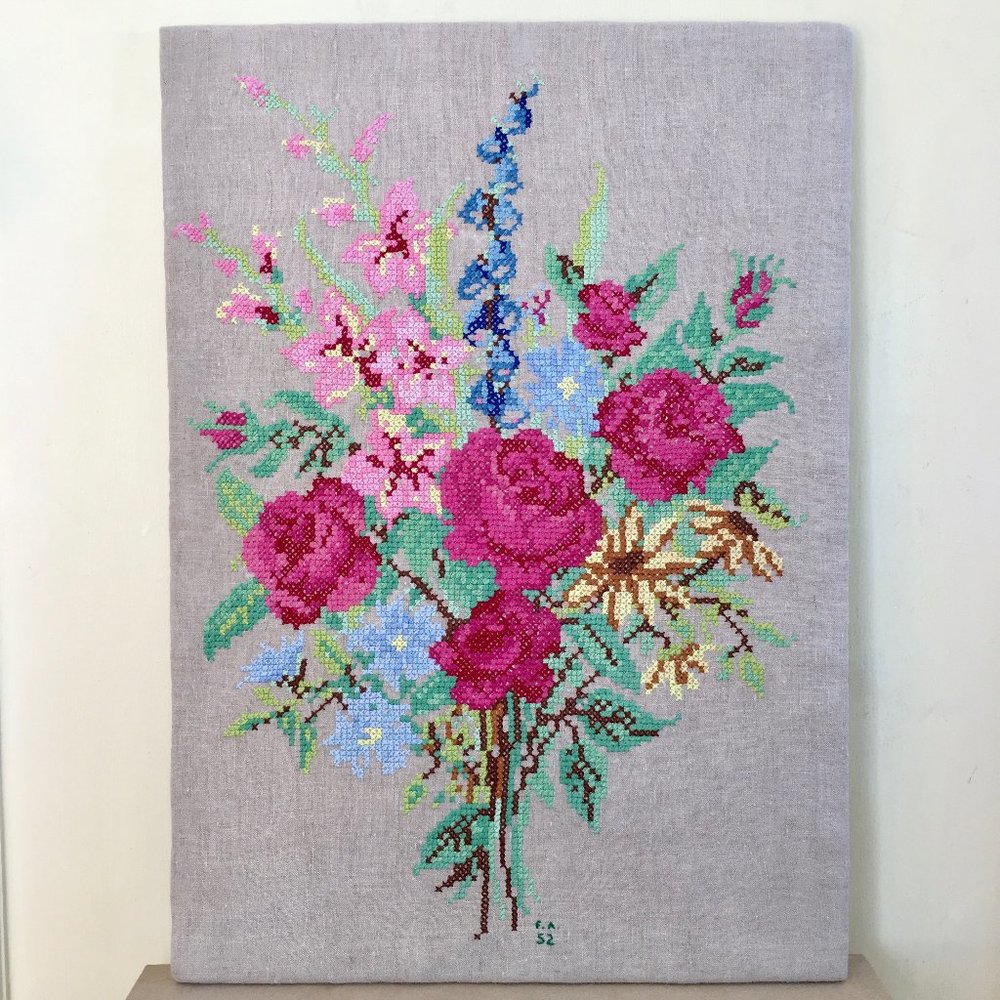 Vintage floral tapestry, made in Italy 1952